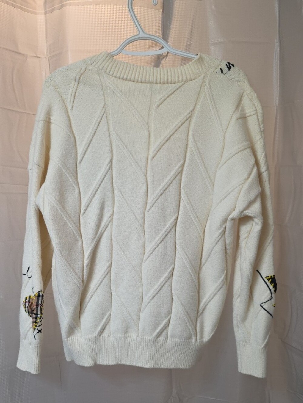 Women’s Cream Embroidered V-Neck Cardigan Sweater - Picture 6 of 6